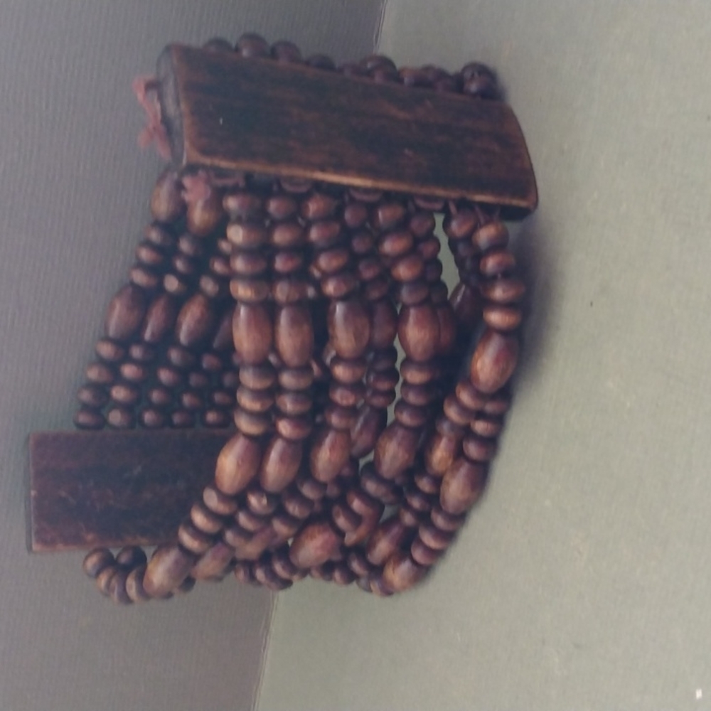 Vintage beaded wood bracelet